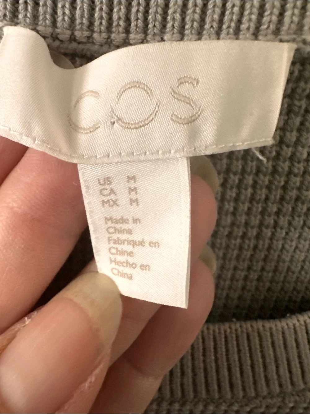 COS Men's Crewneck Sweater in Light Gray-Green